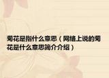 菊花是指什么意思（網(wǎng)絡上說的菊花是什么意思簡介介紹）
