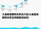 大金跟清朝有關(guān)系沒介紹(大金跟清朝有關(guān)系沒詳細(xì)情況如何)