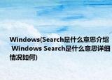 Windows(Search是什么意思介紹 Windows Search是什么意思詳細(xì)情況如何)