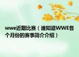 wwe近期比賽（誰知道WWE各個月份的賽事簡介介紹）