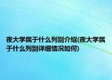 夜大學(xué)屬于什么列別介紹(夜大學(xué)屬于什么列別詳細(xì)情況如何)