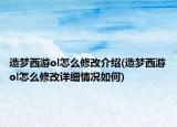 造夢(mèng)西游ol怎么修改介紹(造夢(mèng)西游ol怎么修改詳細(xì)情況如何)