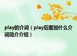 play的介詞（play后面加什么介詞簡(jiǎn)介介紹）