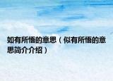 如有所悟的意思（似有所悟的意思簡介介紹）