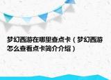 夢幻西游在哪里查點卡（夢幻西游怎么查看點卡簡介介紹）