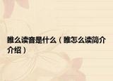 睢么讀音是什么（睢怎么讀簡介介紹）