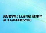 美好的早晨(什么詞介紹 美好的早晨 什么詞詳細(xì)情況如何)