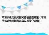 蘋果手機無線局域網絡設置在哪里（蘋果手機無線局域網怎么設置簡介介紹）