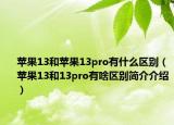 蘋果13和蘋果13pro有什么區(qū)別（蘋果13和13pro有啥區(qū)別簡介介紹）