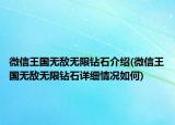 微信王國(guó)無(wú)敵無(wú)限鉆石介紹(微信王國(guó)無(wú)敵無(wú)限鉆石詳細(xì)情況如何)
