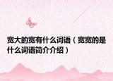 寬大的寬有什么詞語（寬寬的是什么詞語簡介介紹）