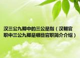 漢三公九卿中的三公是指（漢朝官職中三公九卿是哪些官職簡介介紹）