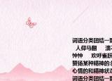 詞語分類團結(jié)一致(夜以繼日     英勇奮戰(zhàn)     人仰馬翻     潰不成軍四處逃竄      憂心忡忡     歡呼雀躍     筋疲力盡     竭盡全力贊揚某種精神的:描寫敵人慘敗的:描寫人們心情的和精神狀態(tài)的: