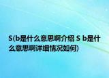 S(b是什么意思啊介紹 S b是什么意思啊詳細(xì)情況如何)
