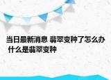 當日最新消息 翡翠變種了怎么辦 什么是翡翠變種