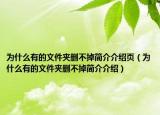 為什么有的文件夾刪不掉簡(jiǎn)介介紹頁(yè)（為什么有的文件夾刪不掉簡(jiǎn)介介紹）