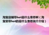 淘寶店鋪帶hot是什么意思?。ㄌ詫毨飵ot的是什么意思簡(jiǎn)介介紹）