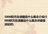 5000歐元在德國是什么概念介紹(5000歐元在德國是什么概念詳細(xì)情況如何)