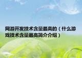 網(wǎng)游開發(fā)技術(shù)含量最高的（什么游戲技術(shù)含量最高簡(jiǎn)介介紹）