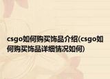 csgo如何購(gòu)買飾品介紹(csgo如何購(gòu)買飾品詳細(xì)情況如何)