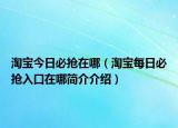 淘寶今日必?fù)屧谀模ㄌ詫毭咳毡負(fù)屓肟谠谀暮喗榻榻B）