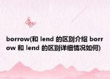 borrow(和 lend 的區(qū)別介紹 borrow 和 lend 的區(qū)別詳細情況如何)