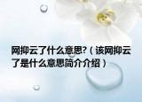 網(wǎng)抑云了什么意思?（該網(wǎng)抑云了是什么意思簡介介紹）