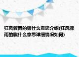 狂風(fēng)驟雨的驟什么意思介紹(狂風(fēng)驟雨的驟什么意思詳細(xì)情況如何)
