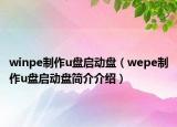 winpe制作u盤啟動盤（wepe制作u盤啟動盤簡介介紹）