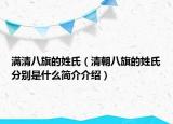 滿清八旗的姓氏（清朝八旗的姓氏分別是什么簡介介紹）