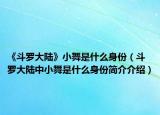 《斗羅大陸》小舞是什么身份（斗羅大陸中小舞是什么身份簡介介紹）