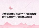 次級(jí)債是什么意思\