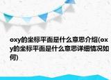 oxy的坐標(biāo)平面是什么意思介紹(oxy的坐標(biāo)平面是什么意思詳細情況如何)