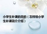 小學(xué)生補(bǔ)課的目的（怎樣給小學(xué)生補(bǔ)課簡介介紹）