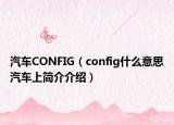 汽車CONFIG（config什么意思汽車上簡介介紹）