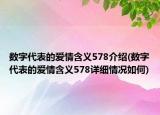 數(shù)字代表的愛情含義578介紹(數(shù)字代表的愛情含義578詳細(xì)情況如何)