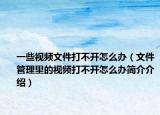 一些視頻文件打不開怎么辦（文件管理里的視頻打不開怎么辦簡介介紹）