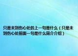 只是未到傷心處的上一句是什么（只是未到傷心處前面一句是什么簡介介紹）