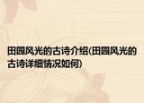 田園風光的古詩介紹(田園風光的古詩詳細情況如何)