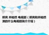 鄭爽 井柏然 電視?。ㄠ嵥途厝谎莸氖裁措娨晞『喗榻榻B）