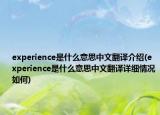 experience是什么意思中文翻譯介紹(experience是什么意思中文翻譯詳細(xì)情況如何)