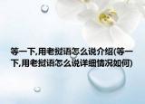 等一下,用老撾語怎么說介紹(等一下,用老撾語怎么說詳細(xì)情況如何)
