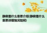 靜寂是什么意思介紹(靜寂是什么意思詳細情況如何)