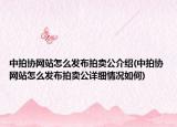 中拍協(xié)網(wǎng)站怎么發(fā)布拍賣公介紹(中拍協(xié)網(wǎng)站怎么發(fā)布拍賣公詳細(xì)情況如何)