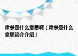 肅殺是什么意思啊（肅殺是什么意思簡(jiǎn)介介紹）