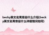 becky英文名寓意是什么介紹(becky英文名寓意是什么詳細(xì)情況如何)