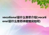 vocational是什么意思介紹(vocational是什么意思詳細情況如何)