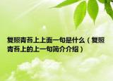 復(fù)照青苔上上面一句是什么（復(fù)照青苔上的上一句簡介介紹）