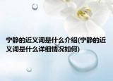 寧靜的近義詞是什么介紹(寧靜的近義詞是什么詳細(xì)情況如何)