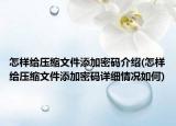 怎樣給壓縮文件添加密碼介紹(怎樣給壓縮文件添加密碼詳細(xì)情況如何)